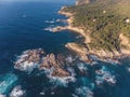 Aerial landscape picture from a Spanish Costa Brava in a sunny day, near the town Palamos Royalty Free Stock Photo