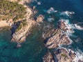 Aerial landscape picture from a Spanish Costa Brava in a sunny day, near the town Palamos Royalty Free Stock Photo