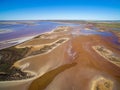 Aerial landscape of shallow salt lake Tyrrell. Royalty Free Stock Photo