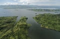 Aerial landscape shot of the Lacandon Jungles surrounded by lakes in Chiapas, Mexico Royalty Free Stock Photo