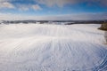 Aerial landscape of the snowy field at winter, Poland Royalty Free Stock Photo