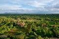 Aerial landscape of sunset of Bagan Myanmar. Royalty Free Stock Photo