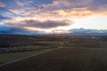 Aerial Landscape of Sunset and Vineyards in California Royalty Free Stock Photo