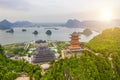 Aerial landscape of Tam Chuc pagoda: The world largest pagoda located in Ha Nam province of Vietnam