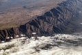 Aerial landscape view from the airplane above American Andes mountain range Royalty Free Stock Photo