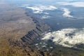 Aerial landscape view from the airplane above American Andes mountain range Royalty Free Stock Photo