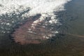 Aerial landscape view from the airplane above American Andes mountain range Royalty Free Stock Photo