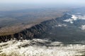 Aerial landscape view from the airplane above American Andes mountain range Royalty Free Stock Photo