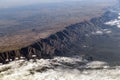 Aerial landscape view from the airplane above American Andes mountain range Royalty Free Stock Photo