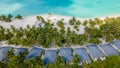 Aerial landscape view of beautiful tropical island beach with palm trees near ocean Royalty Free Stock Photo