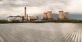 Aerial landscape view of Drax Power Station and English Village Salads Royalty Free Stock Photo