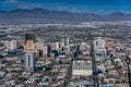 aerial landscape view of famous Downtown Las Vegas around Fremont Street, Royalty Free Stock Photo