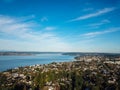 Aerial landscape view of Lake Washington, downtown Seattle Royalty Free Stock Photo