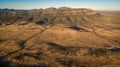 Aerial landscape view in the late afternoon of the Southern Escarpment of Wilpena Pound in the Flinders Ranges, South Australia. Royalty Free Stock Photo