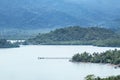 Aerial landscape view of long concrete pier at Ao Karang bay Koh Chang view point