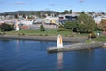 Aerial landscape view of Mersey River and Devonport city Tasmania Australia