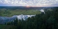 Aerial landscape view over the river, Volga river, Russia Royalty Free Stock Photo