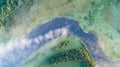 Aerial landscape view over the river, Volga river, Russia Royalty Free Stock Photo