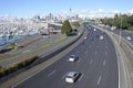 Aerial landscape view of traffic in Auckland New Zealand