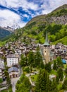 Aerial landscape view on Zermatt Valley and Matterhorn Peak, Swiss Royalty Free Stock Photo