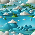 Aerial landscapes and cloud formations in a playful cartoonish style (tiled)