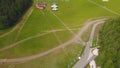 Aerial Large group of beautiful kids boys and girls running with kids in the park. Kite Carefree Activity Summer Joyful Royalty Free Stock Photo