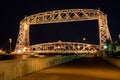 Aerial Lift Bridge in Duluth Minnesota, over Lake Superior, at n Royalty Free Stock Photo