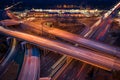 Aerial of Highway Traffic Long Exposure Royalty Free Stock Photo