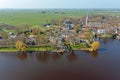 Aerial from the little traditional village Broek in Waterland in the Netherlands