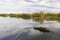 Aerial of the Loire river near to Luynes, Centre, France