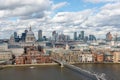 Aerial London riverside cityscape