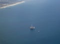 Aerial of Long Beach off shore drilling rig Royalty Free Stock Photo