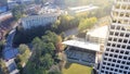 Aerial looking down view of cooperate office building near Tech Square in Midtown Atlanta, Georgia, USA Royalty Free Stock Photo