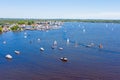 Aerial from the Loosdrechtse plassen in Netherlands on a summer day Royalty Free Stock Photo