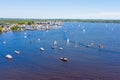 Aerial from the Loosdrechtse plassen in Netherlands on a summer day