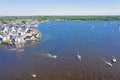 Aerial from the Loosdrechtse plassen in Netherlands on a summer day