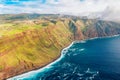 Aerial Madeira island view with Atlantic ocean. Royalty Free Stock Photo