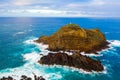 Aerial Madeira island view with Atlantic ocean. Royalty Free Stock Photo