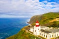 Aerial Madeira island view with Atlantic ocean. Royalty Free Stock Photo