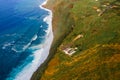 Aerial Madeira island view with Atlantic ocean. Royalty Free Stock Photo