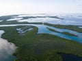 Aerial of Mangrove Islands and Caribbean Lagoon Royalty Free Stock Photo