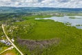 Aerial of Mangroves and coastline of Calape, Bohol. The town proper visible in photo Royalty Free Stock Photo