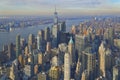 Aerial of the Manhattan financial district with modern office towers in New York City Royalty Free Stock Photo