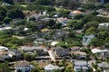 Aerial of Manoa town with House under construction