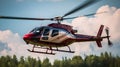 Aerial Marvel: Capturing a Helicopter in Graceful Flight