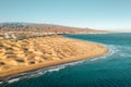 Aerial Maspalomas dunes view on Gran Canaria island. Royalty Free Stock Photo