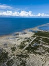 Aerial of a massive tectonic uplift in Loon, Bohol, Philippines. Uplifted limestone and coral