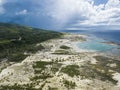 Aerial of a massive tectonic uplift in Loon, Bohol, Philippines. Uplifted limestone and coral