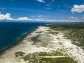Aerial of a massive tectonic uplift in Loon, Bohol, Philippines. Uplifted limestone and coral