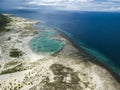 Aerial of a massive tectonic uplift in Loon, Bohol, Philippines. Uplifted limestone and coral